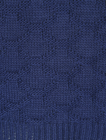 Pull uni en maille et col bateau - Marine - 3
