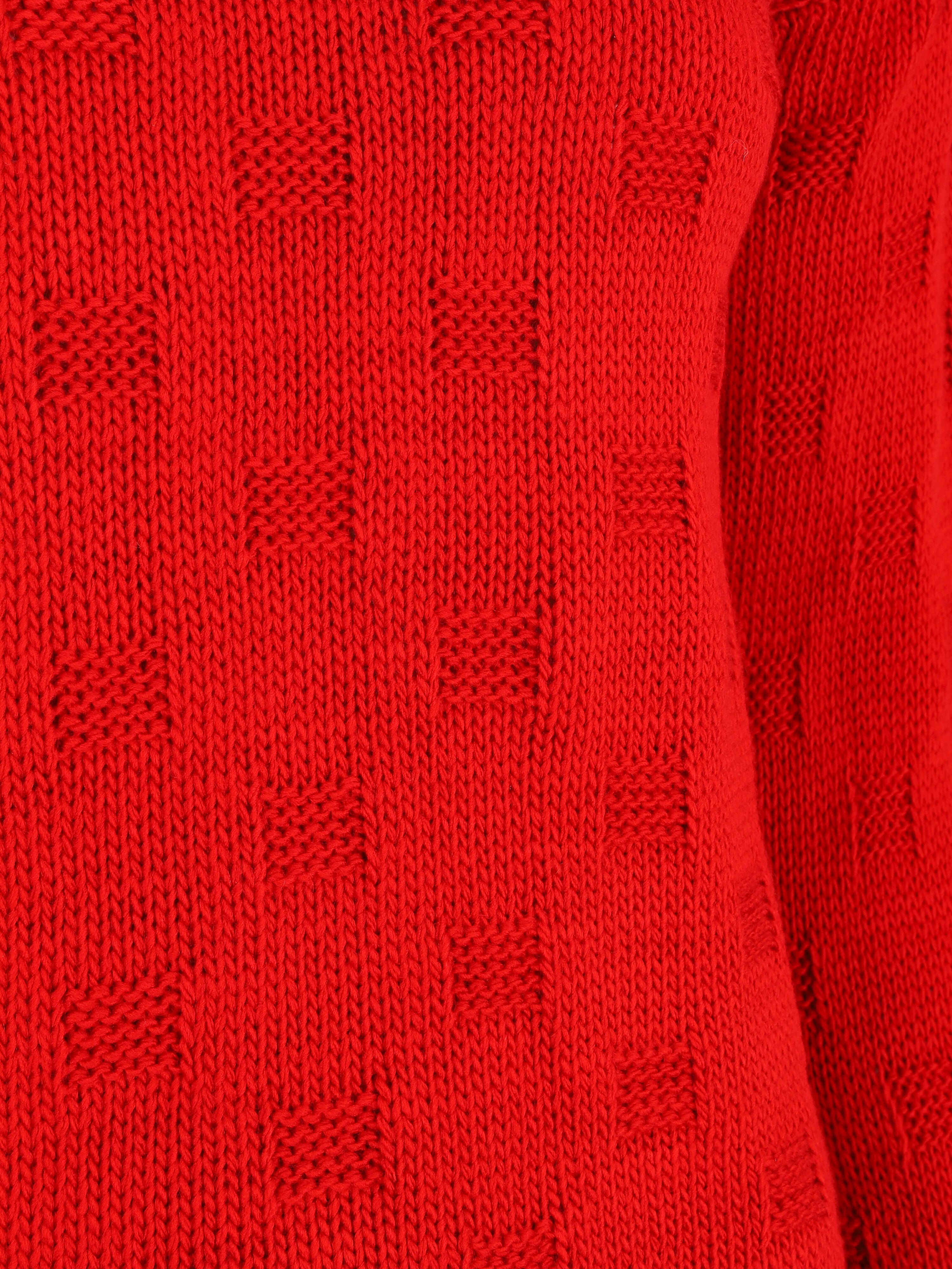 Pull classique à imprimé effet damier - Rouge - 3