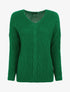 Pull uni à col V et torsade - Vert - 5