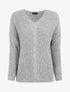 Pull uni à col V et torsade - Gris - 4