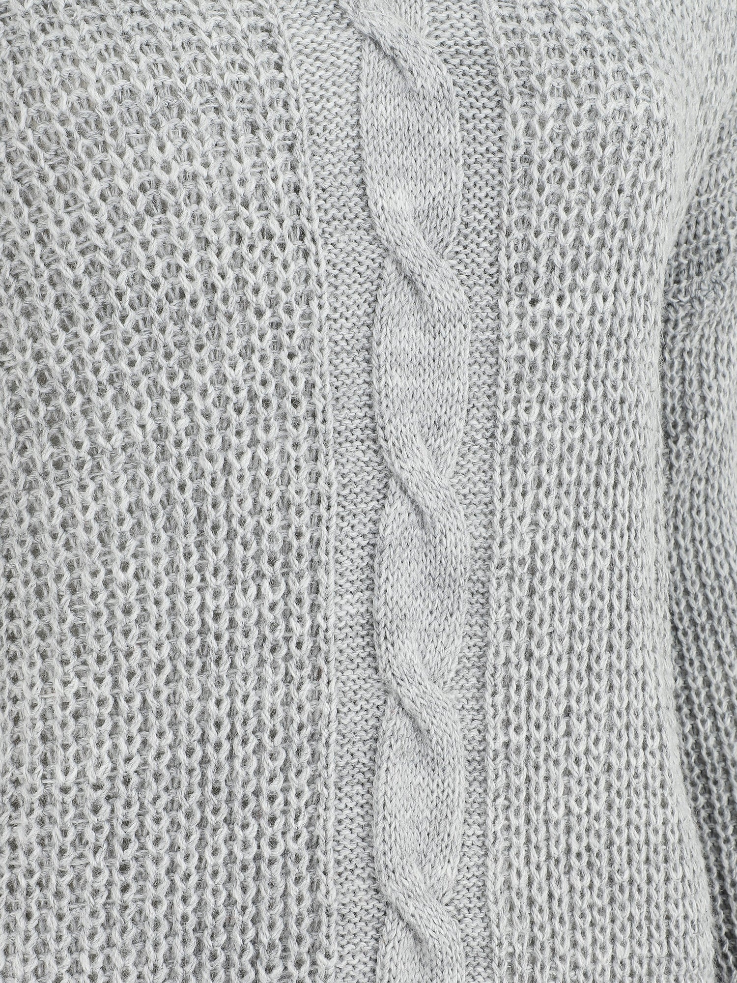 Pull uni à col V et torsade - Gris - 3
