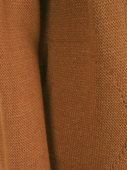 Gilet mi-long ouvert en maille - Camel - 3