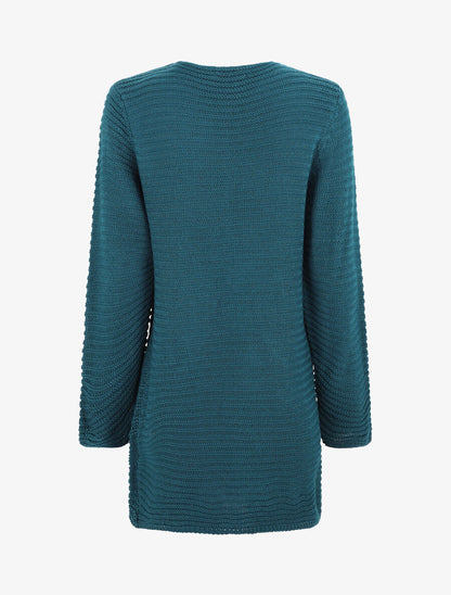 Gilet mi-long côtelé - Bleu canard - 2