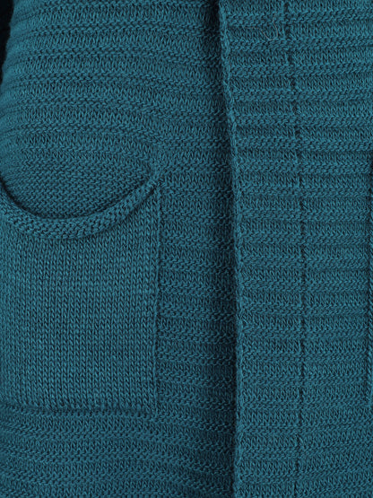 Gilet mi-long côtelé - Bleu canard - 3