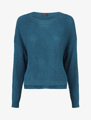 Pull loose à col bateau - Bleu canard - 5