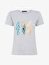T-shirt à motif plumes et strass - Gris - 4