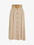 Jupe longue évasée à boutons - Beige - 4