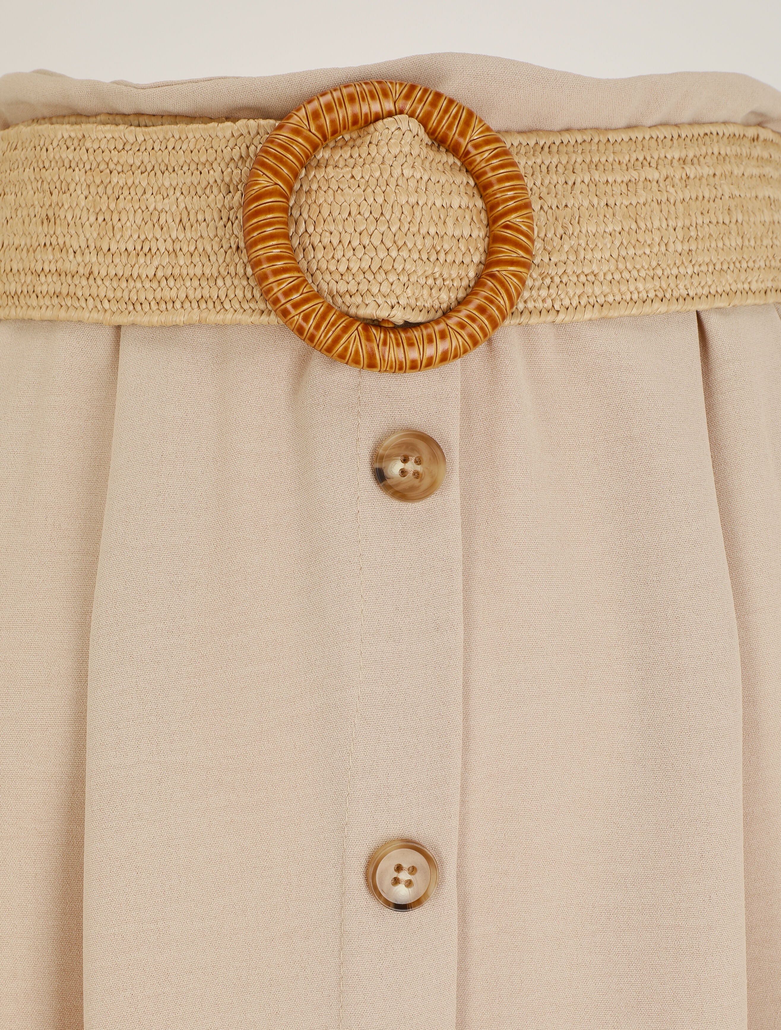 Jupe longue évasée à boutons - Beige - 3