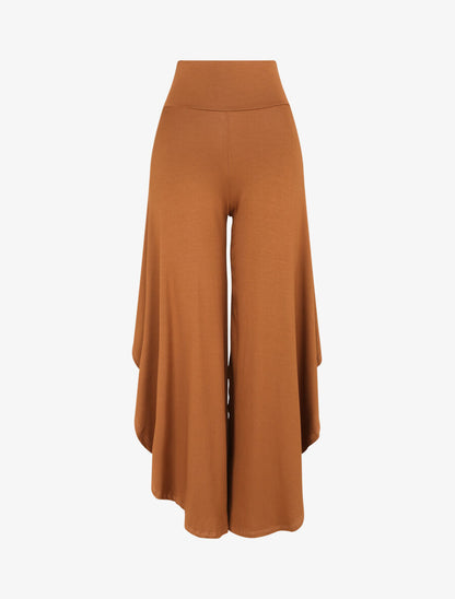 Pantalon ample à bords asymétriques - Camel - 5