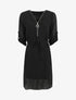 Robe en voile à col V zippée - Noir - 1