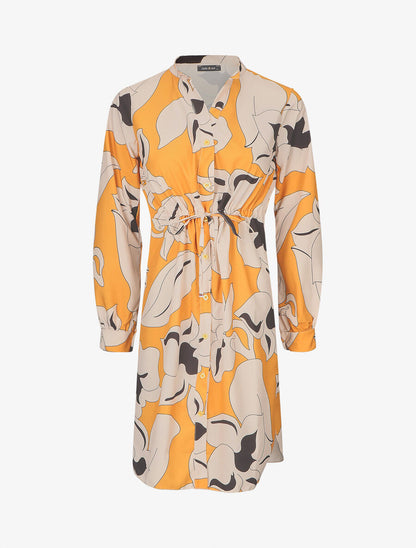 Robe chemise à imprimé fleurs - Jaune moutarde - 5