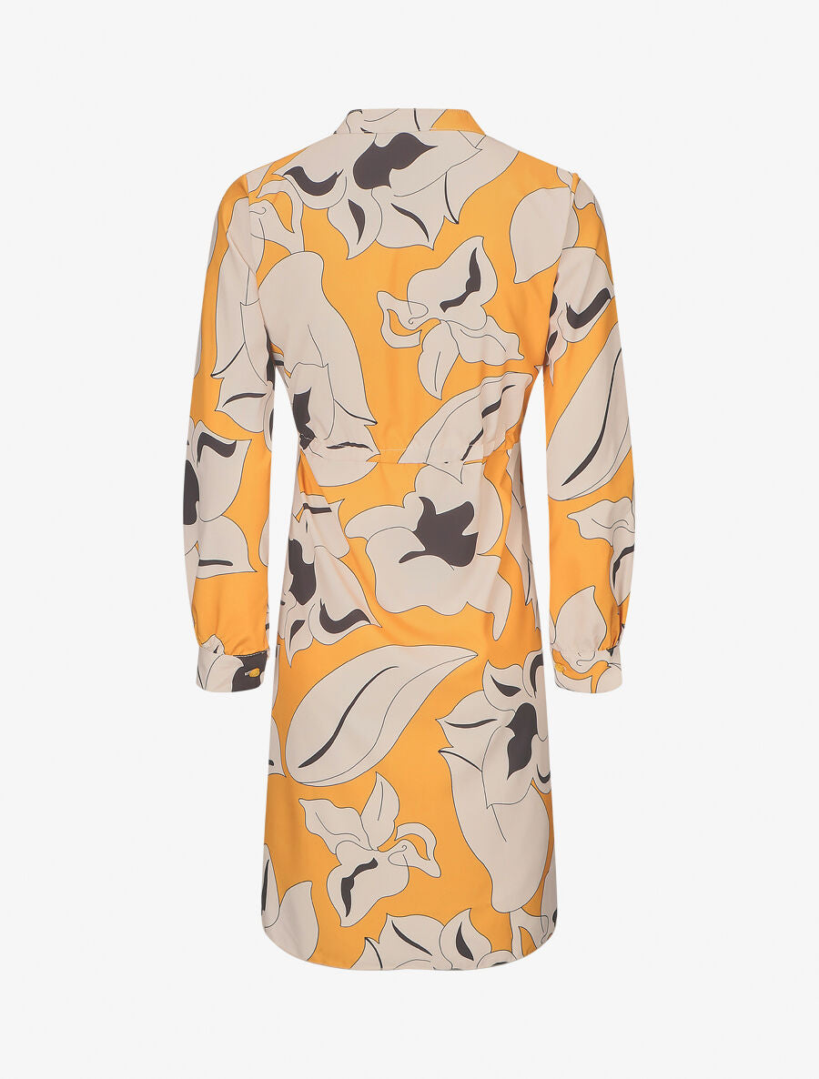 Robe chemise à imprimé fleurs - Jaune moutarde - 2