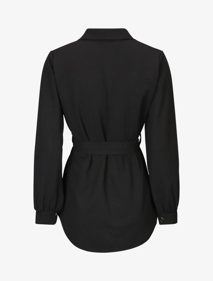 Chemise unie et liens à nouer - Noir - 2