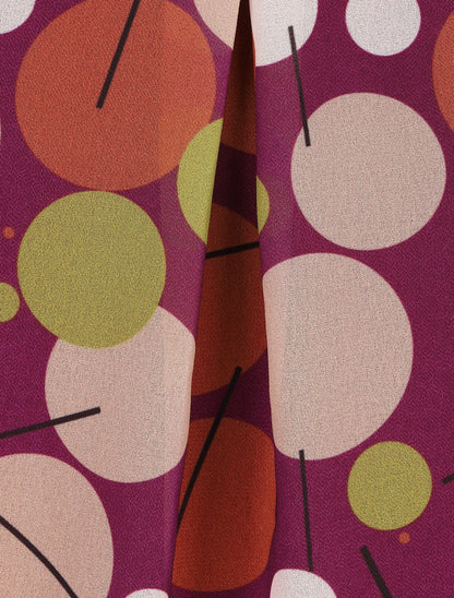 Blouse en voile imprimé rétro - Mauve - 3