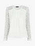 Top droit à manches en dentelle - Blanc - 1
