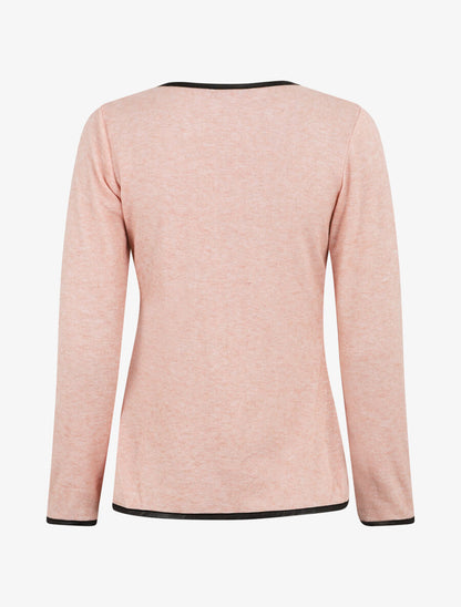 Gilet uni à liseré texturé - Rose poudré - 2