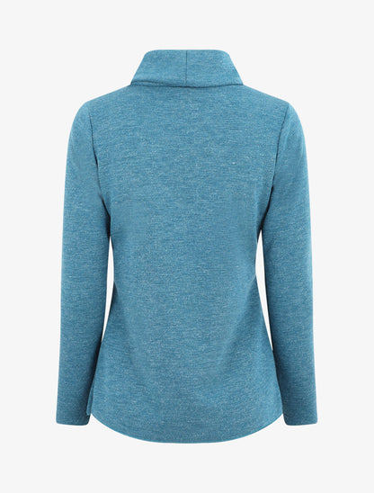 Pull droit boutonné à col roulé - Bleu canard - 2