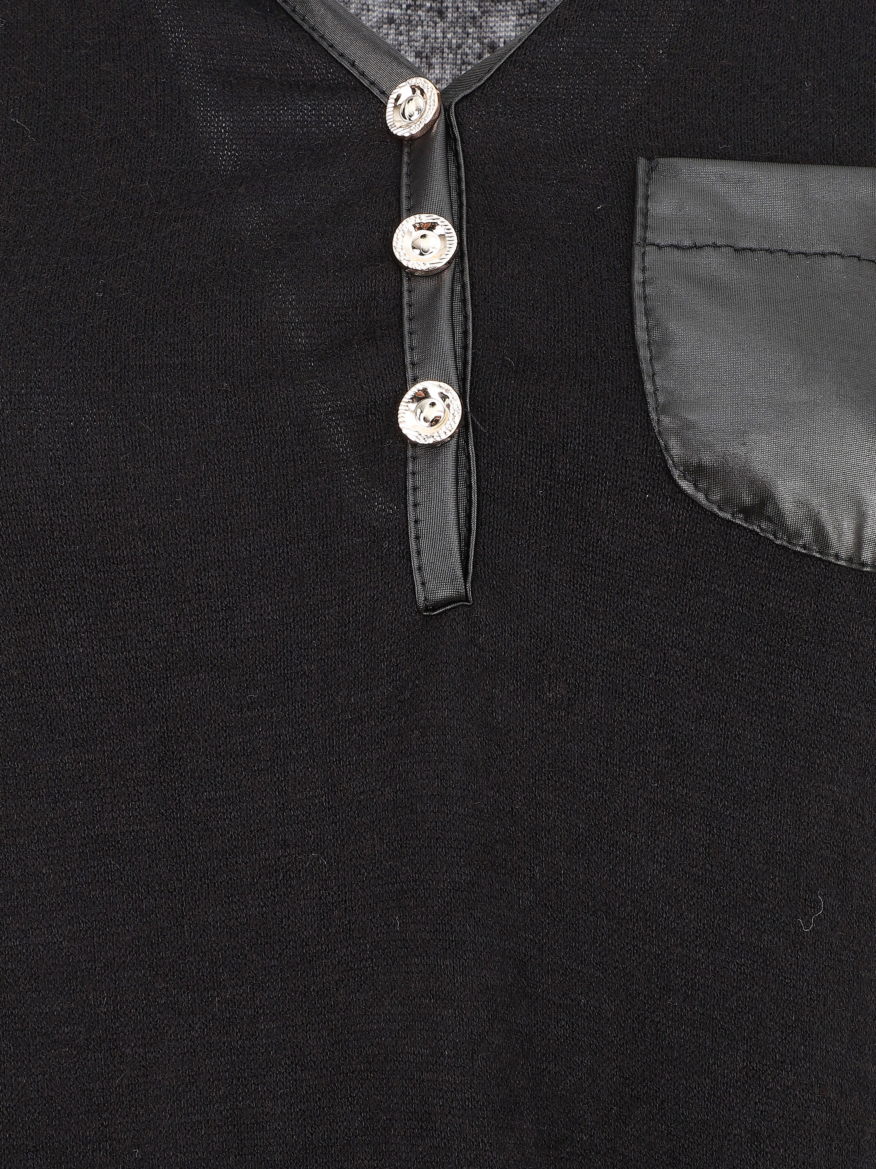 Pull fin droit à poche plaquée - Noir - 3