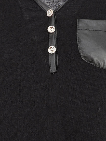 Pull fin droit à poche plaquée - Noir - 3