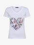 T-shirt slim à flocage coeur psychédélique - Blanc - 4
