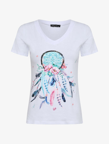 T-shirt slim à flocage dreamcatcher - Blanc - 4