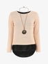 Pull droit rayé à doublure voile - Rose - 5