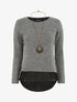Pull droit rayé à doublure voile - Gris - 1
