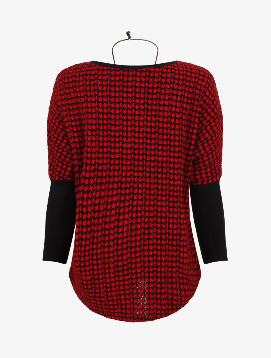Pull ample imprimé graphique - Rouge - 2