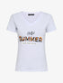 T-shirt slim à message et tournesols - Blanc - 1