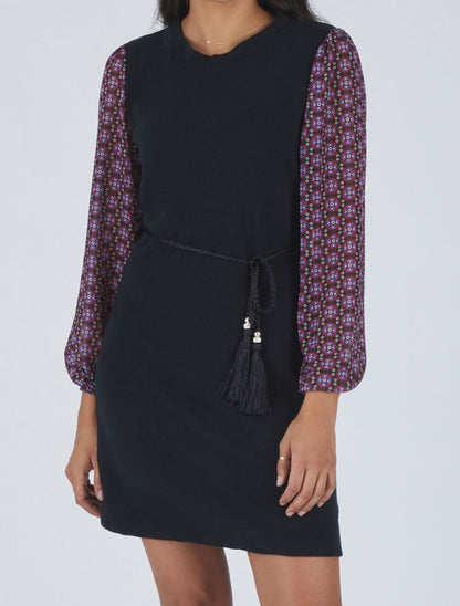 Robe coupe droite à manches imprimé fleuri - Violet - 4