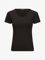 T-shirt à col V - Noir - 1