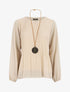 Blouse plissée à manches longues - Beige - 1