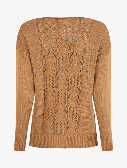 Pull droit dos stylisé - Camel - 2