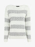 Pull rayé en maille ajourée - Gris clair - 1