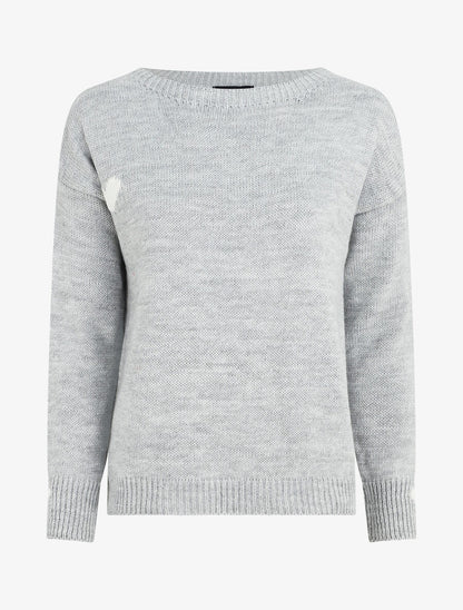 Pull droit à coeur - Gris - 1