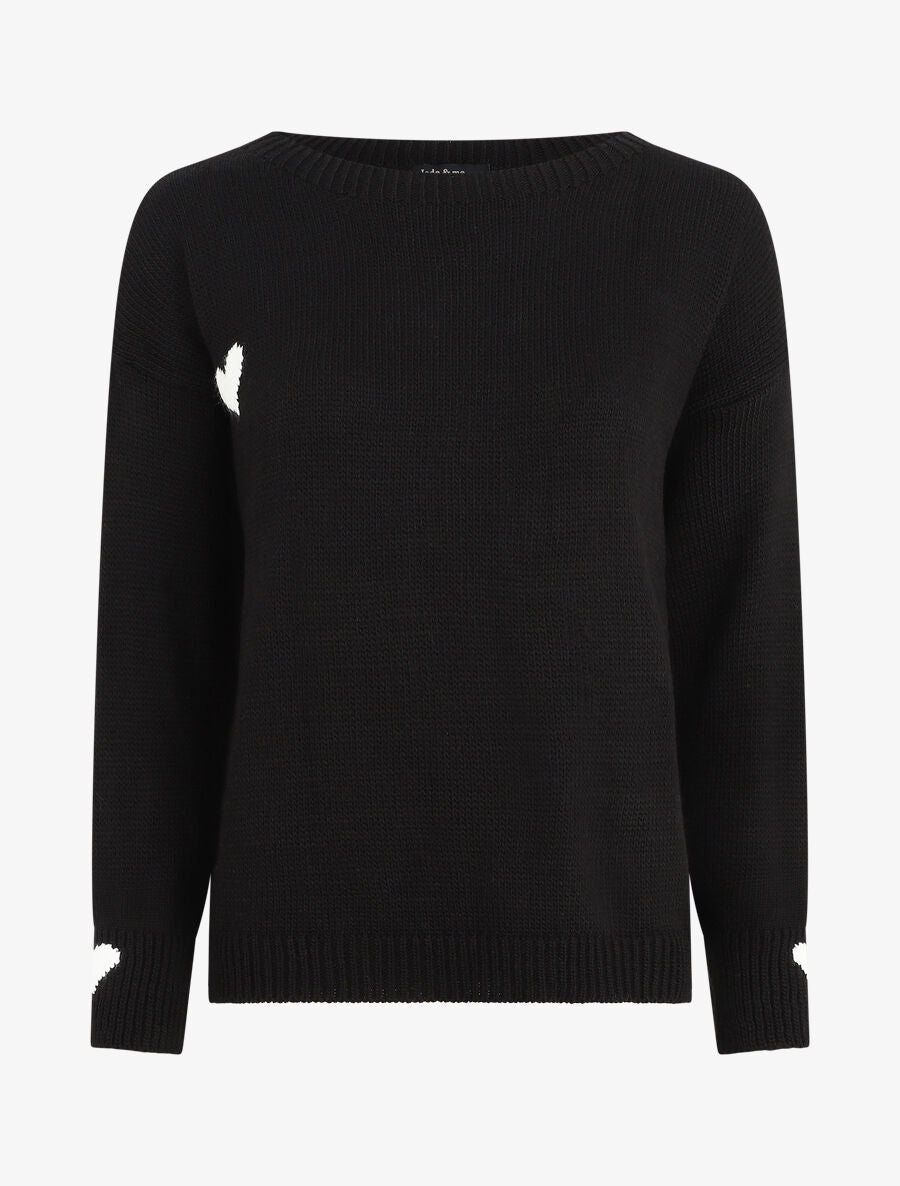 Pull droit à coeur - Noir - 4
