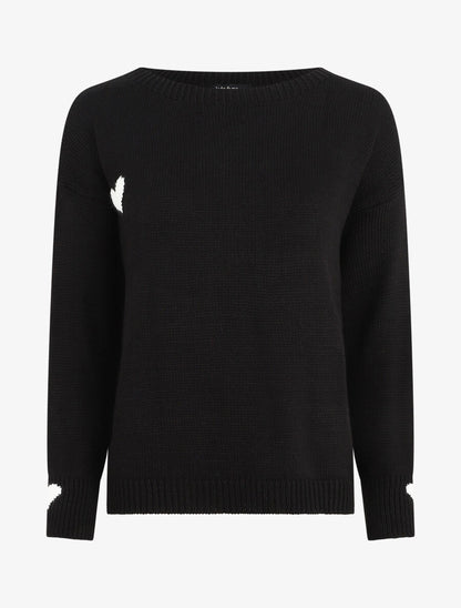 Pull droit à coeur - Noir - 4