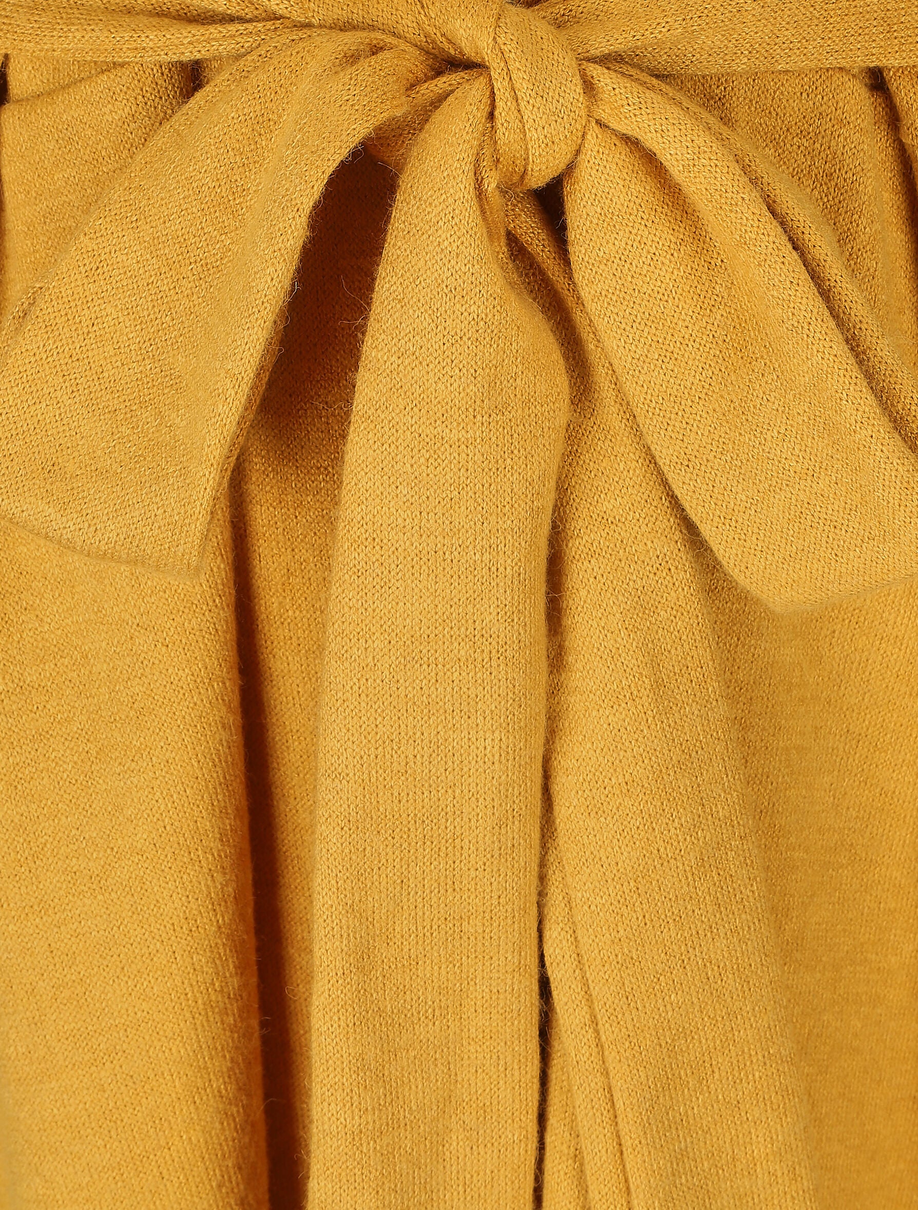 Gilet mi-long uni et ceinturé - Moutarde - 3
