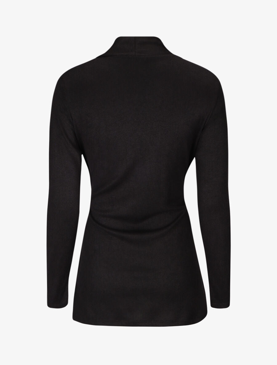 Gilet mi-long uni et ceinturé - Noir - 2