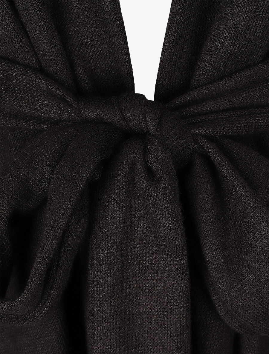 Gilet mi-long uni et ceinturé - Noir - 3