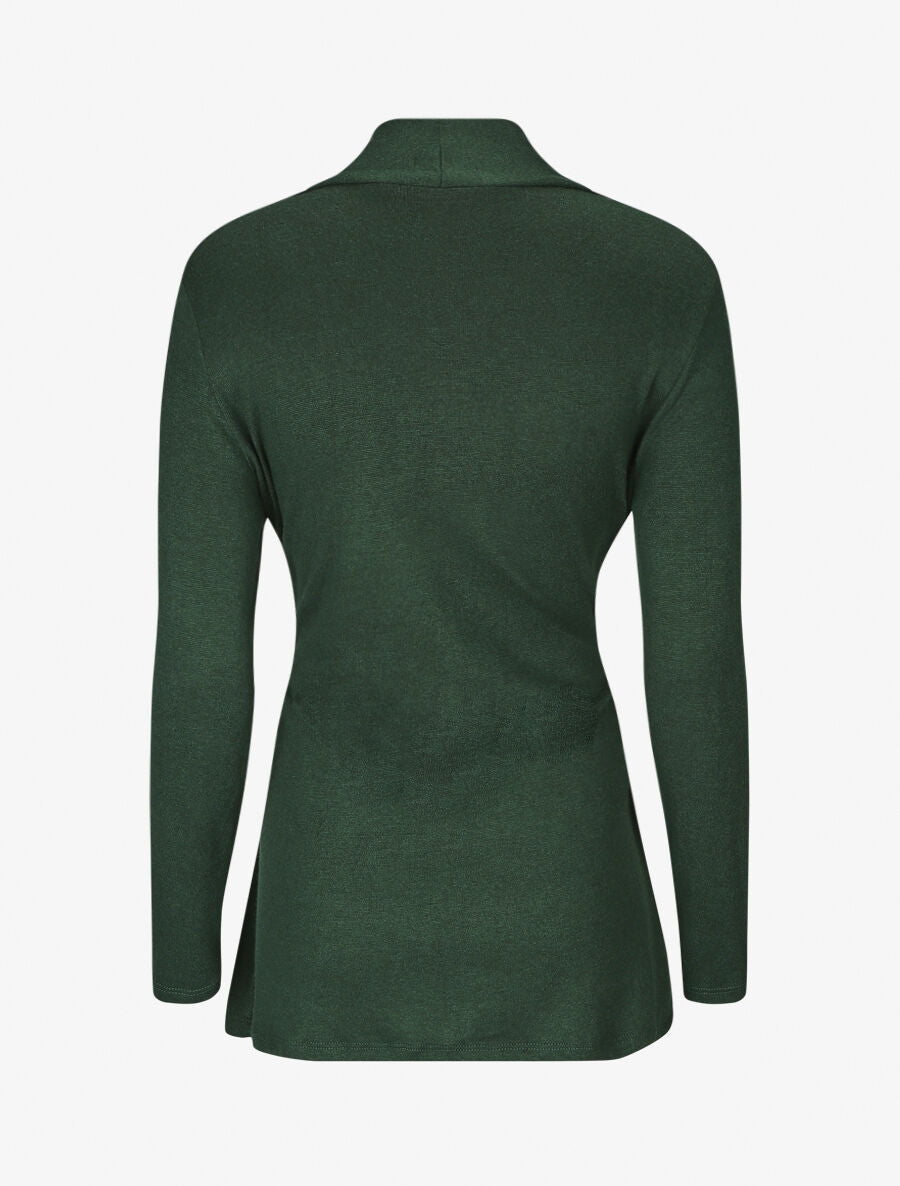 Gilet mi-long uni et ceinturé - Vert - 2