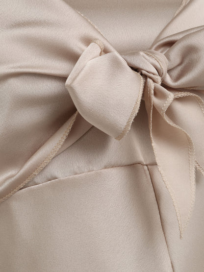 Caraco droit satiné à noeud - Beige - 3