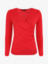 Pull fin à encolure cache-coeur et effet drapé - Rouge - 4