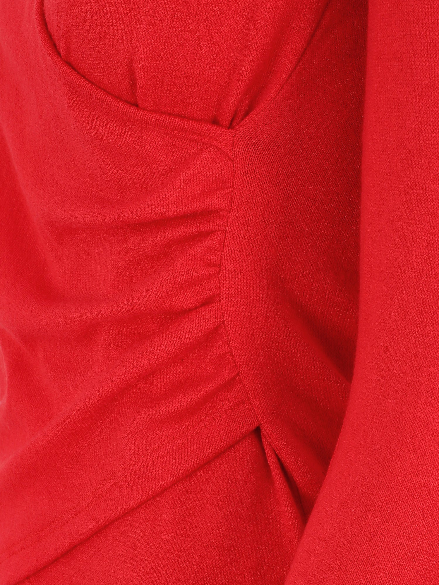 Pull fin à encolure cache-coeur et effet drapé - Rouge - 3