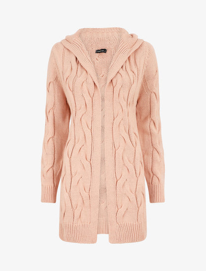 Gilet mi-long à capuche - Rose poudré - 4