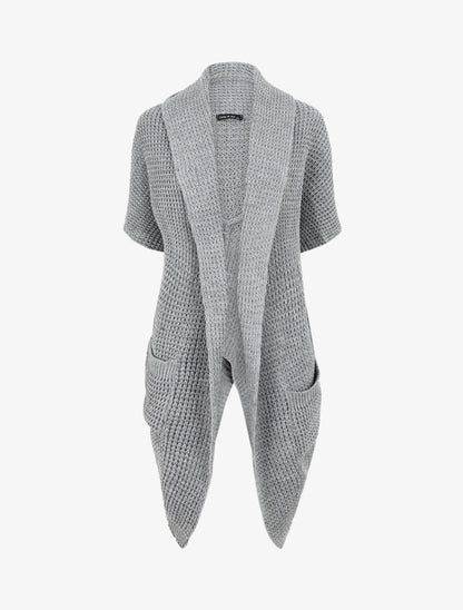 Gilet manches courtes et col châle - Gris - 4