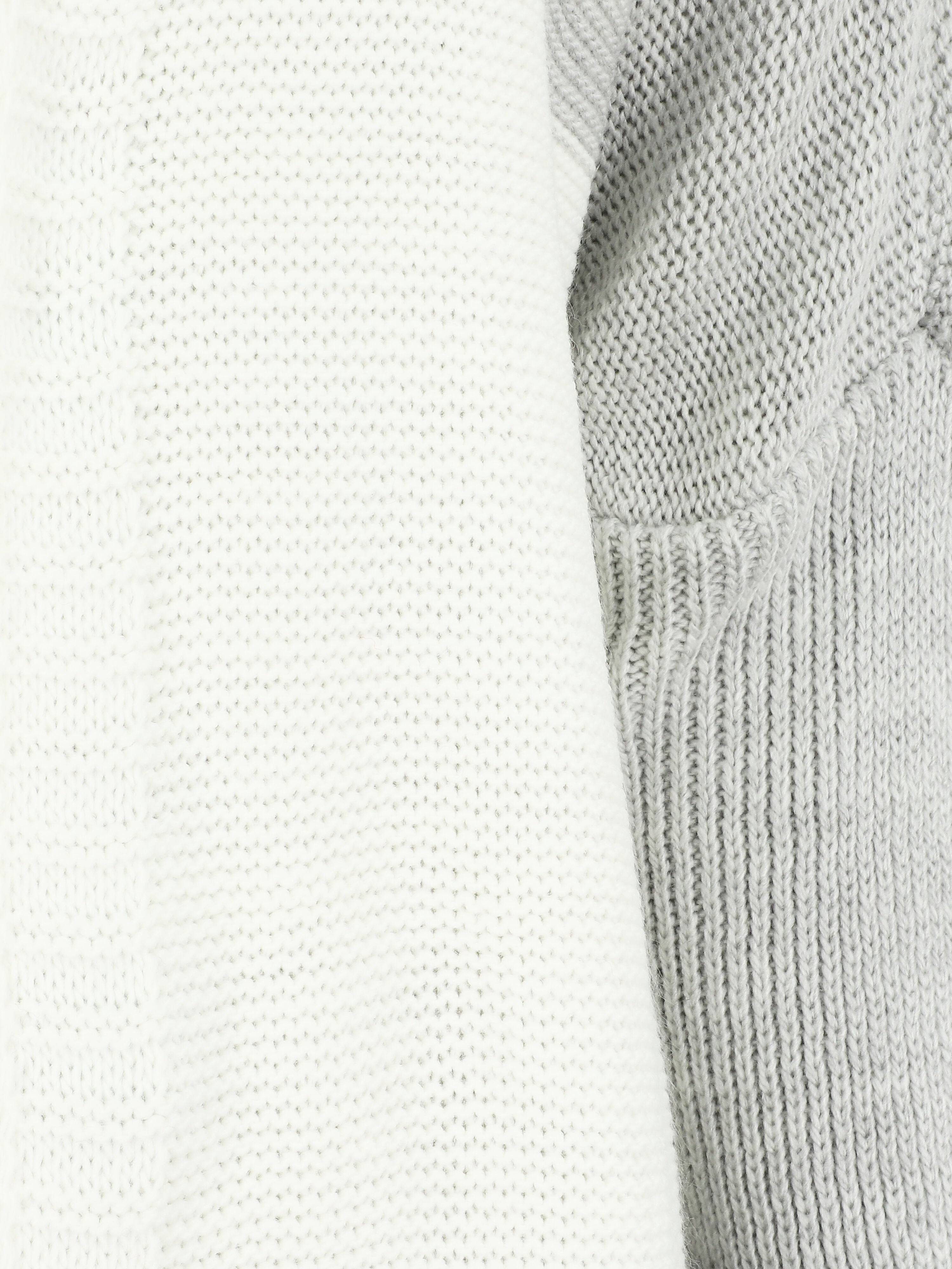 Gilet mi-long rayé à capuche - Blanc/gris - 3