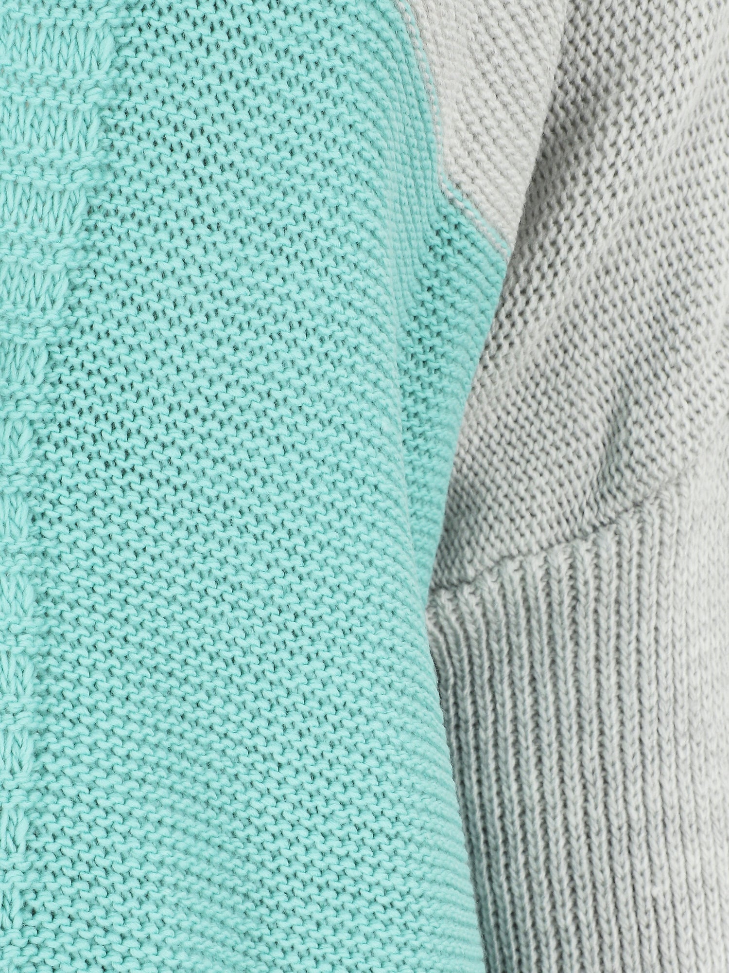 Gilet mi-long rayé à capuche - Bleu clair/gris - 3