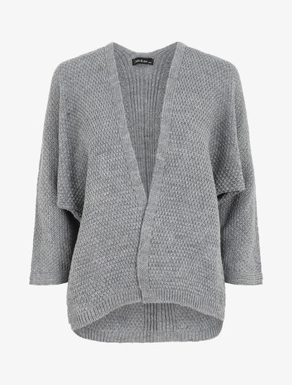 Gilet mi-long ouvert uni - Gris - 1