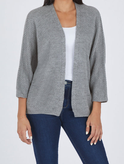 Gilet mi-long ouvert uni - Gris - 4